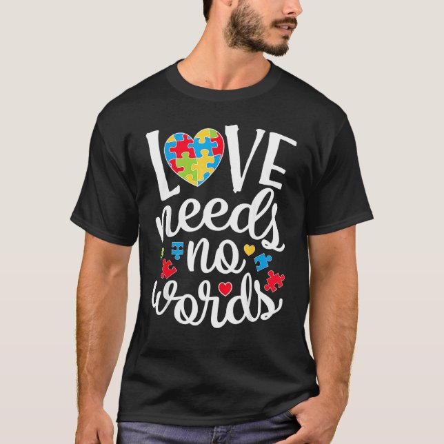 Camiseta Amor Não Precisa de Palavras Peça do Quebra-cabeça (Frente)