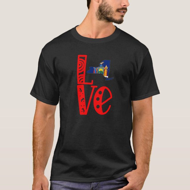 Camiseta Amor Nova York em Blocos-Cartas (Frente)