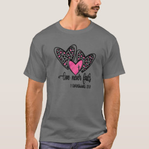 Camiseta Amor Nunca Cai No Coração Leopardo Amor Religios
