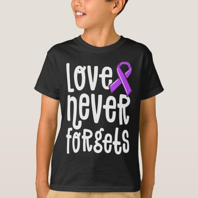 Camiseta Amor Nunca Esquece Memórias Importam Alzheimer Fim (Frente)