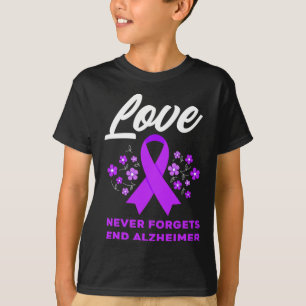 Camiseta Amor nunca esquece o mal de Alzheimer de ponta