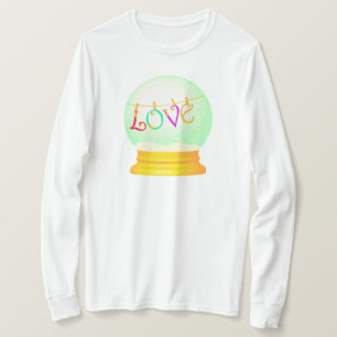 Camiseta Amor, o globo da neve é bonito, colorido