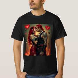 Camiseta Amor Oscuro: Pasión Gótica entre Llamas