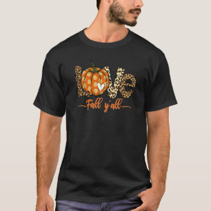 Camiseta Amor Outono Y'all Impressão Leopardo Outono Paz Am