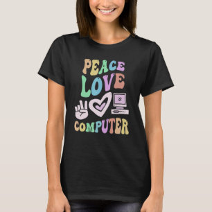 Camiseta AMOR PAZ COMPUTADOR Tecnologia Retro Professor Esc