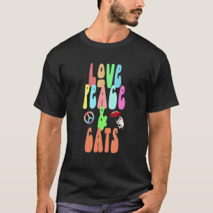 Camiseta Amor Paz & Gatos fantasia hippie divertida 3