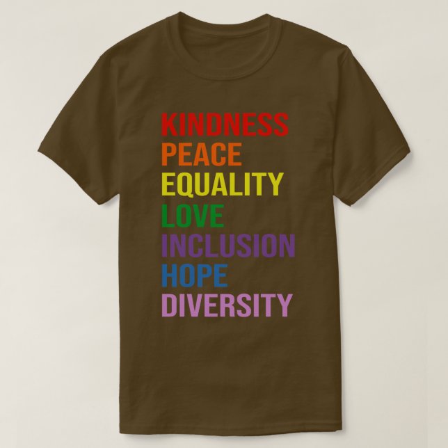 Camiseta amor paz igualdade inclusão bondade (Frente do Design)