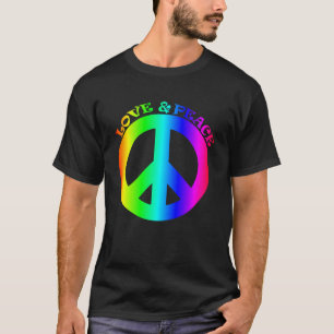 Camiseta Amor Paz Liberdade 60 anos 70 Tie Dye Hippie Rainb