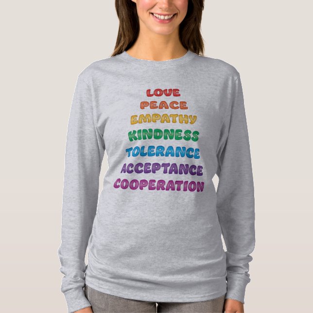 Camiseta Amor, paz...Manga longa (Frente)
