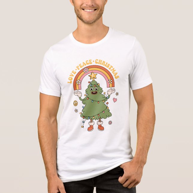 Camiseta Amor, Paz, Natal - Um Feriado de Groovy (Frente)