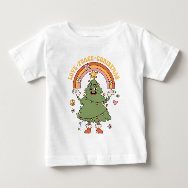 Camiseta Amor, Paz, Natal - Um Feriado de Groovy (Frente)