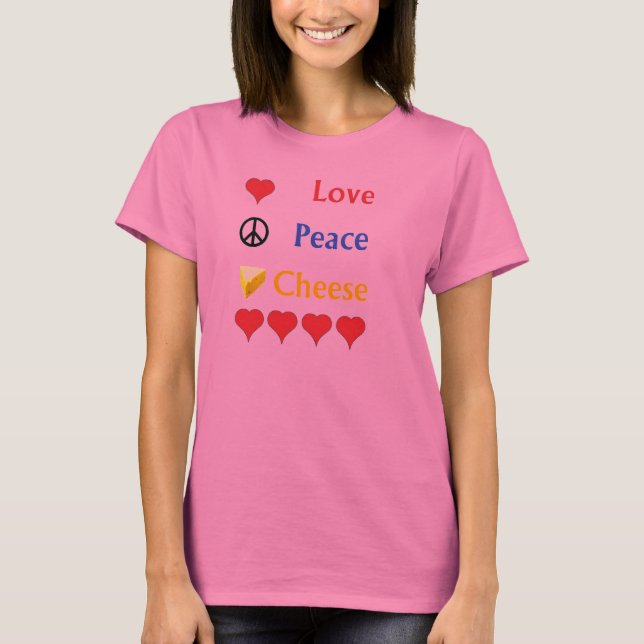 Camiseta Amor, Paz, Queijo (Frente)