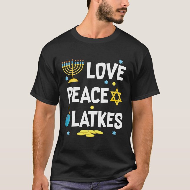 Camiseta Amor Paz Trava Hanukkah Chanukah Jewish Funny G (Frente)