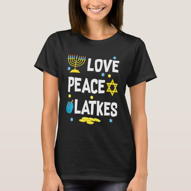 Camiseta Amor Paz Trava Hanukkah Chanukah Judeu (Frente)