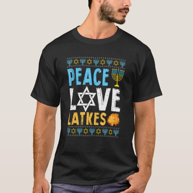 Camiseta Amor Paz Trava Hanukkah Chanukah Judeu 1 (Frente)