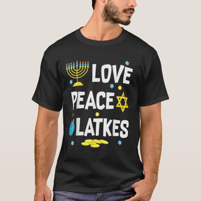 Camiseta Amor Paz Trava Hanukkah Chanukah Judeu 2 (Frente)