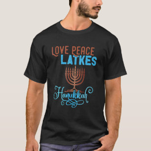 Camiseta Amor Paz Trava Hanukkah Menorah Nove Velas