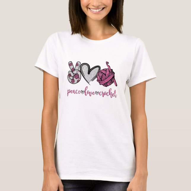 Camiseta Amor pela Paz Crochet Engraçado (Frente)