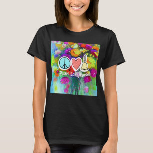 Camiseta Amor Pela Paz E Dispositivos De Mão, Flores Design