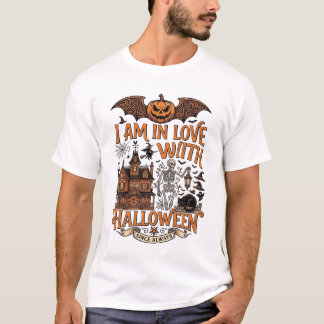 Camiseta Amor Pelo Halloween Casa Assombrada Esqueleto Abób
