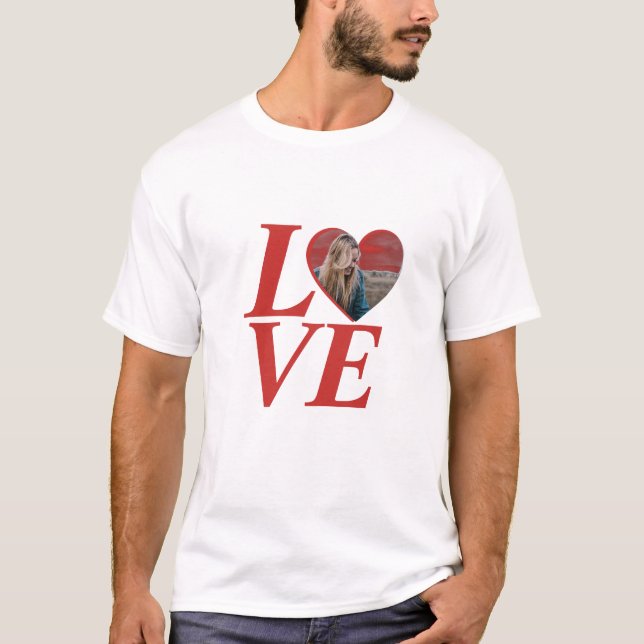 Camiseta Amor personalizado com fotografia em forma de dia  (Frente)