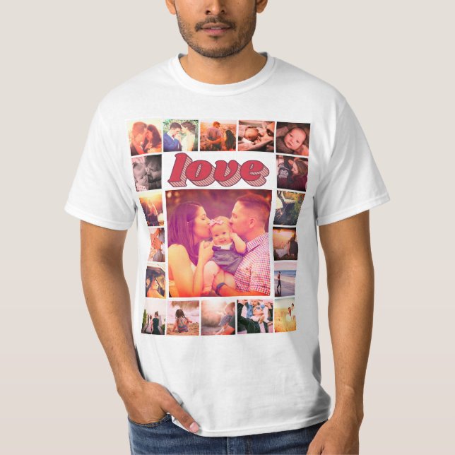 Camiseta Amor personalizado de colagem de fotos (Frente)