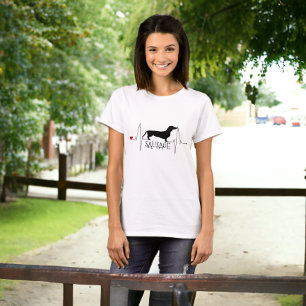 Camiseta Amor personalizado do Dachshund meu batimento