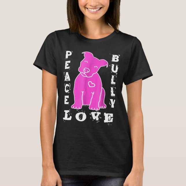 Camiseta Amor Pitbull - Amor pela Paz Torrente Rosa Quente (Frente)