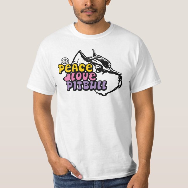 Camiseta Amor Pitbull da paz, anti BSL (Frente)