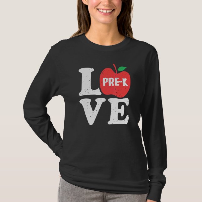 Camiseta Amor Pré K Apple Professor Aluno   (Frente)