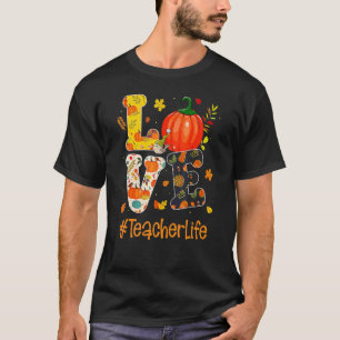 Camiseta Amor Professor Vida Feliz Outono Todos Outono Prof