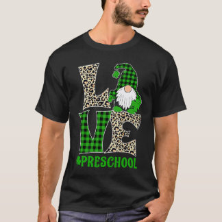 Camiseta Amor Professora Pré-Escolar Trevo da Sorte St Patr
