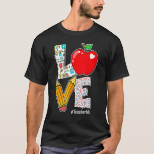 Camiseta Amor Professora Vida Maçã Lápis Professora Aprecia