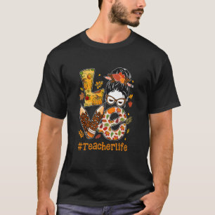 Camiseta Amor Professora Vida Mulheres Feliz Ação de Graças