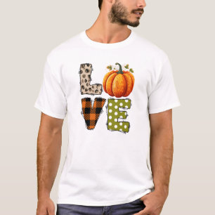 Camiseta AMOR - Pumpkin bonito e letras de Bolinhas