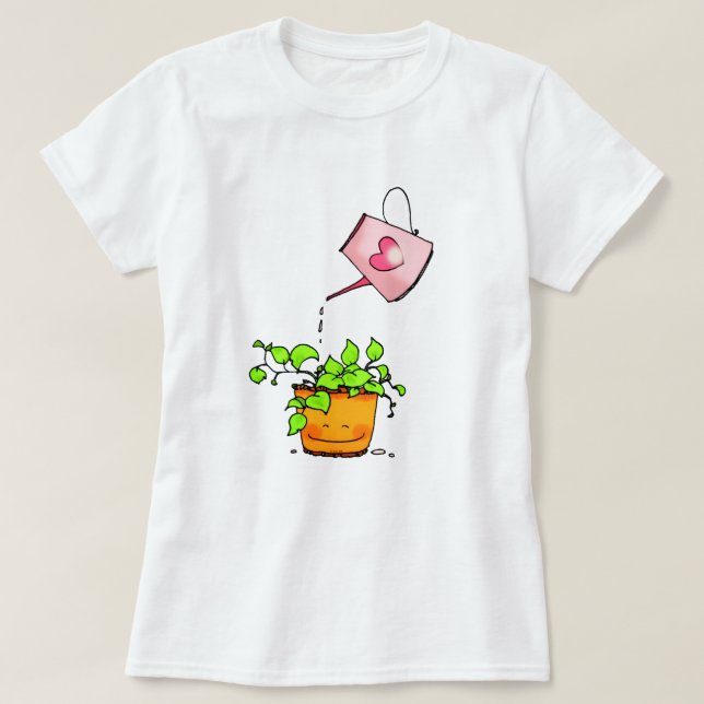 Camiseta Amor Regado, Planta Feliz em Casa (Frente do Design)