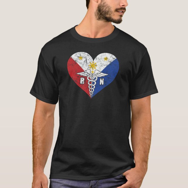 Camiseta Amor registrado filipino da bandeira da enfermeira (Frente)
