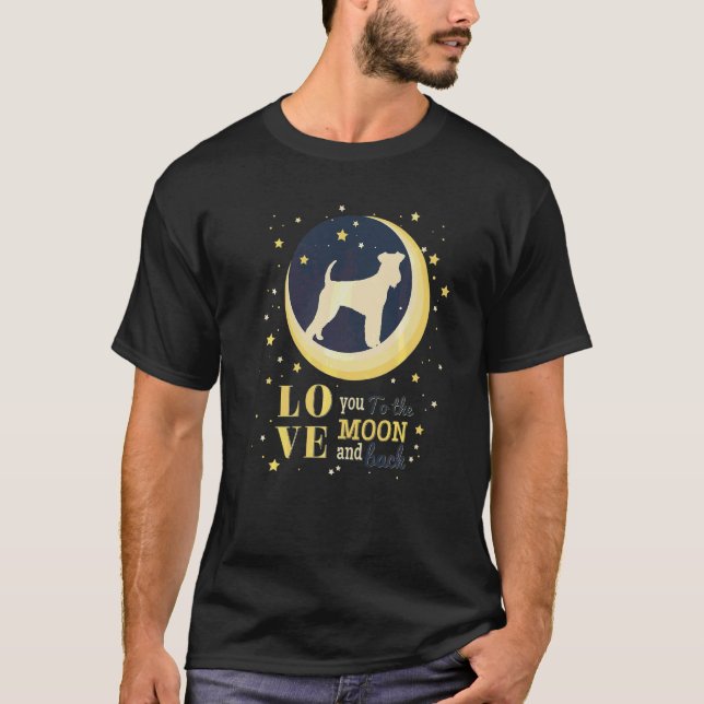Camiseta Amor Rei Airedale De Terriers À Lua (Frente)