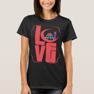 Camiseta Amor Religião Islâmica Alá Mesquita Muçulmana do C
