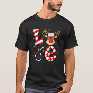 Camiseta Amor Rena Enfermeira Natal Equipe Enfermeira Estet