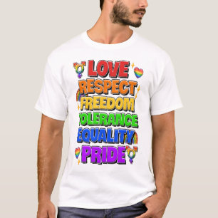 Camiseta Amor, Respeito, Liberdade, Tolerância, Igualdade,