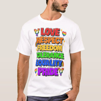 Camiseta Amor, Respeito, Liberdade, Tolerância, Igualdade, 