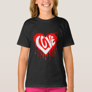 Camiseta Amor Retro Coração Vermelho Dia dos Namorados Text