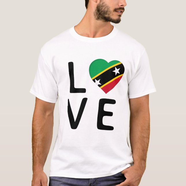 Camiseta Amor - Santo Kitts e Nevis Flag (Frente)