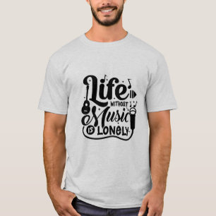Camiseta Amor Sem Música Tipografia Preta