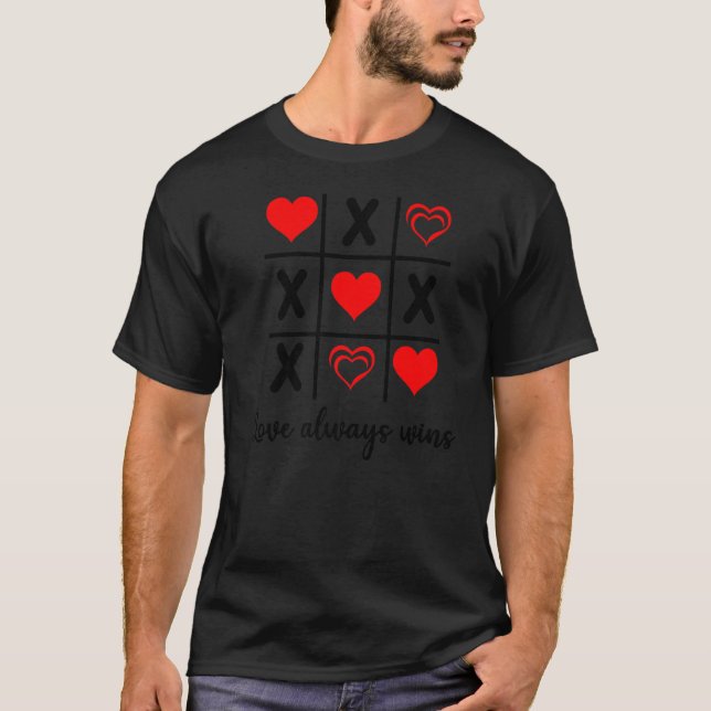 Camiseta Amor Sempre ganha Dia de os namorados Tic Tac Toa (Frente)