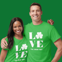Amor Shamrock Trevo Verde Irlandês Branco Texto Pe