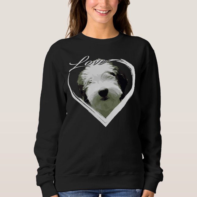 Camiseta Amor Sheepadoodle Antigo Inglês Sheepdog Poodle Lo (Frente)