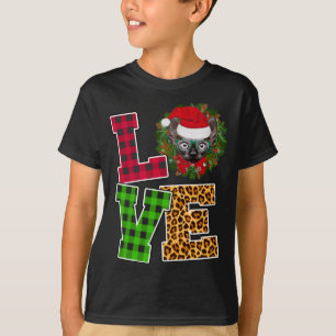 Camiseta Amor Sphynx Cat Santa Hat Leopard Engraçado Natal