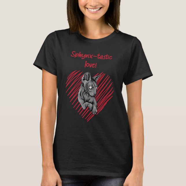 Camiseta Amor Sphynx tastic por cada gato esfinge (Frente)